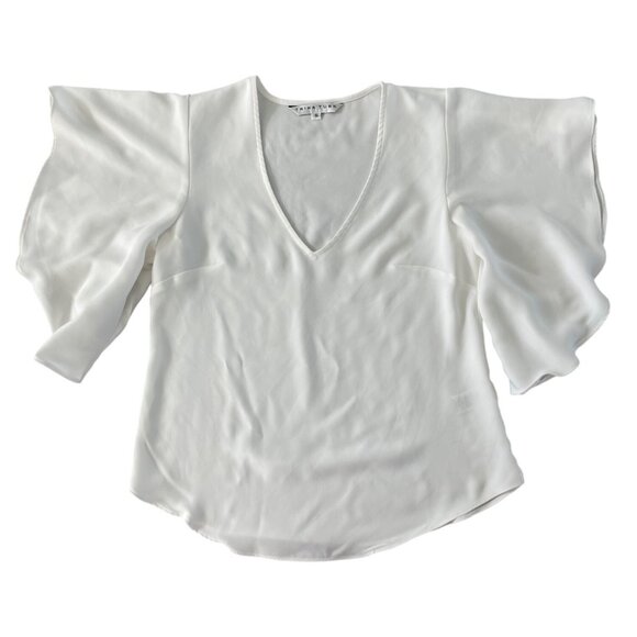 Trina Turk Moore‎ Crepe Top V-Neck Draped White Size Small Flowy Boho  $178 - Picture 4 of 9